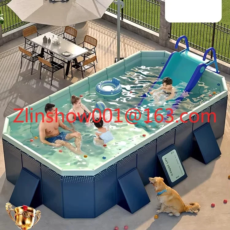 4M Giant Foldable PVC Pool 1-12 Person Extra Heavy Duty Non-Inflatable UV Resistant Children Villa Backyard Party Professional