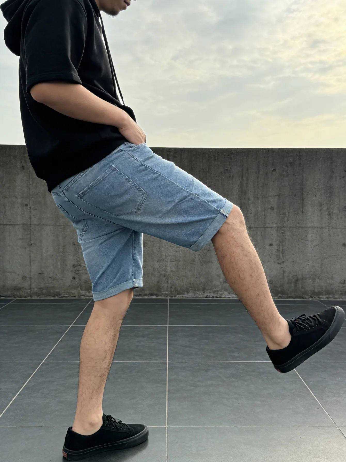 Unisex Casual Stretch Blue Jorts Skinny Slim Fit Denim Jeans Pants Y2K Clothes For Men view 5