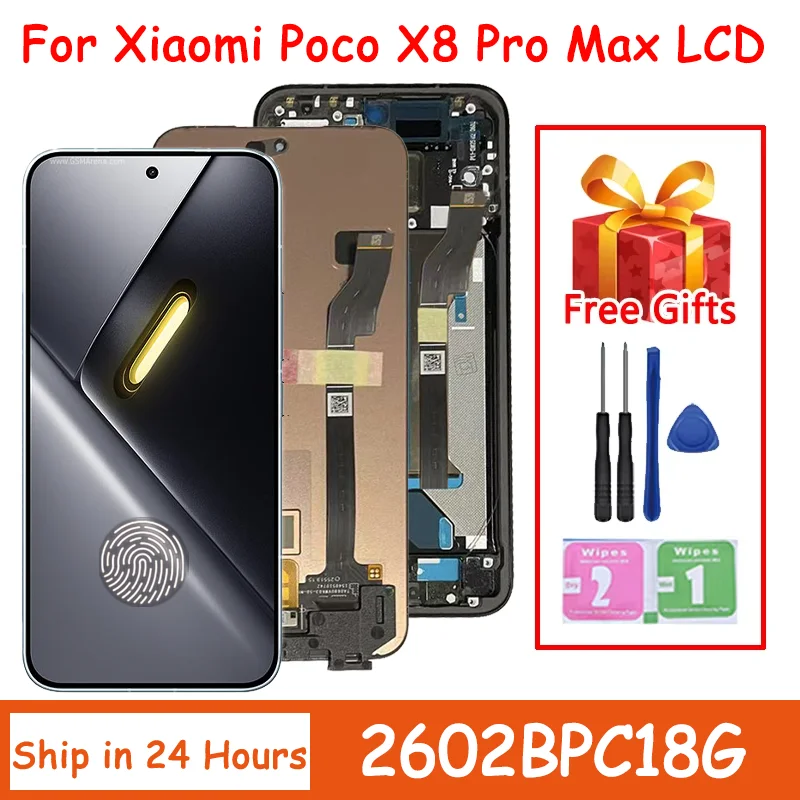 6.83“AMOLED 120Hz For Xiaomi Poco X8 Pro Max 5G Lcd Display Touch Screen Digitizer 2602BPC18G Display Replacement