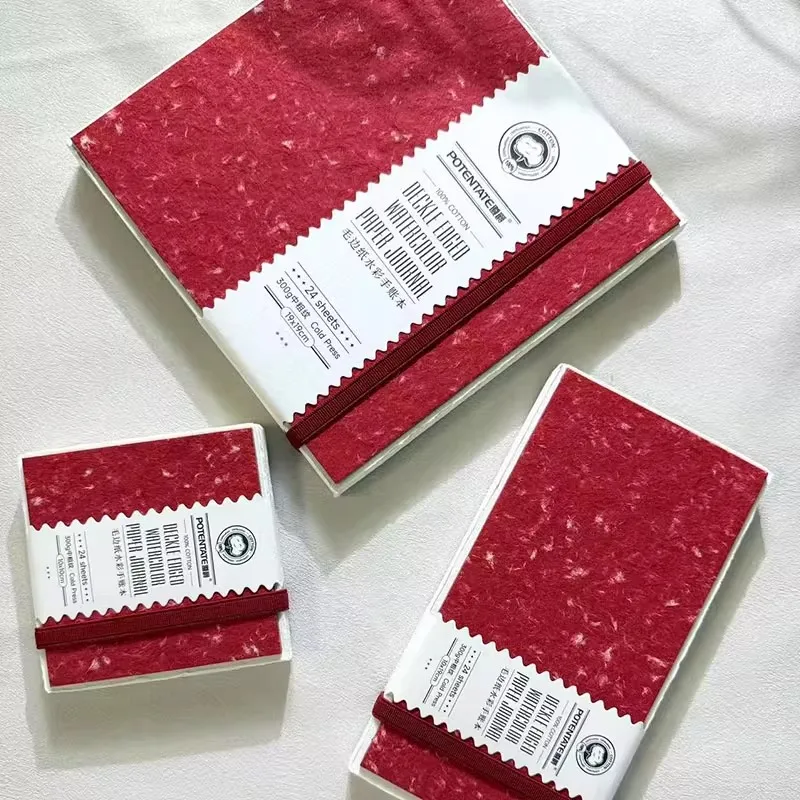 Emenne Deckled Edge 100% Cotton Paper 24 Sheets Cold Pressed Texture 300g Watercolor, Writing, - Cards, Invitations, Arts Crafts