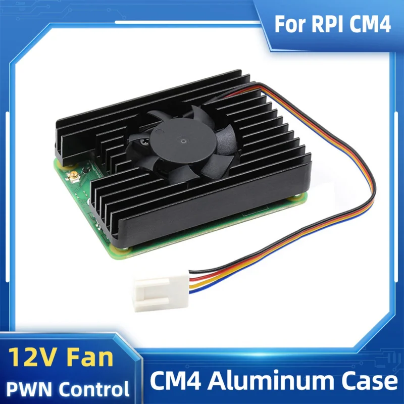 Raspberry Pi CM4 Aluminum Case Armored Shell with 12V 3007 PWN Control Cooling Fan Heatsinks for Pi Compute Module 4