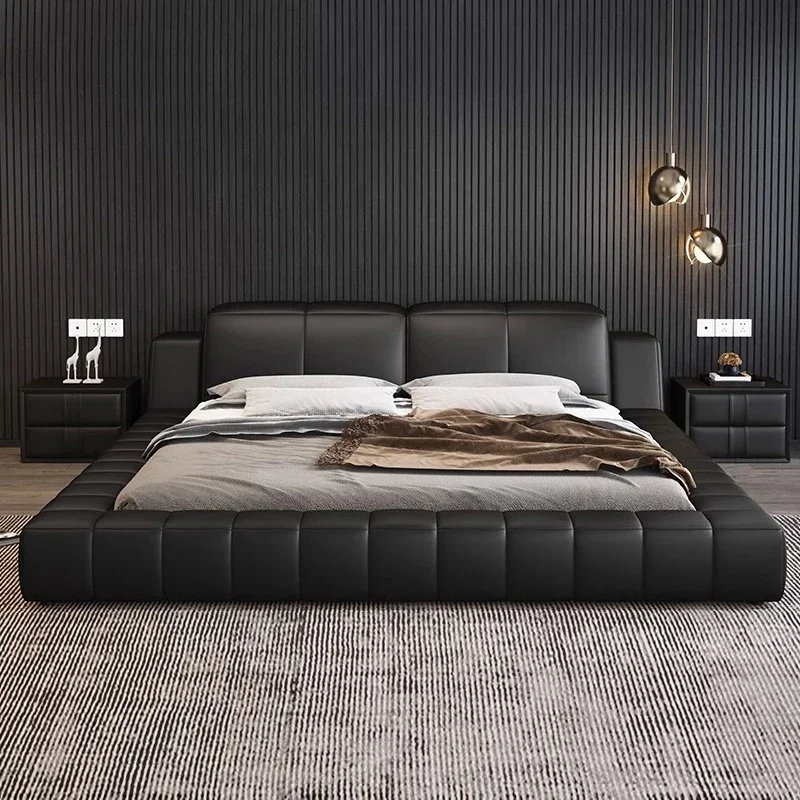 

Double Italian Type Bed Minimalist Corium Design Master Bedroom Bed Black Standing Testata Letto Matrimoniale House Accessories