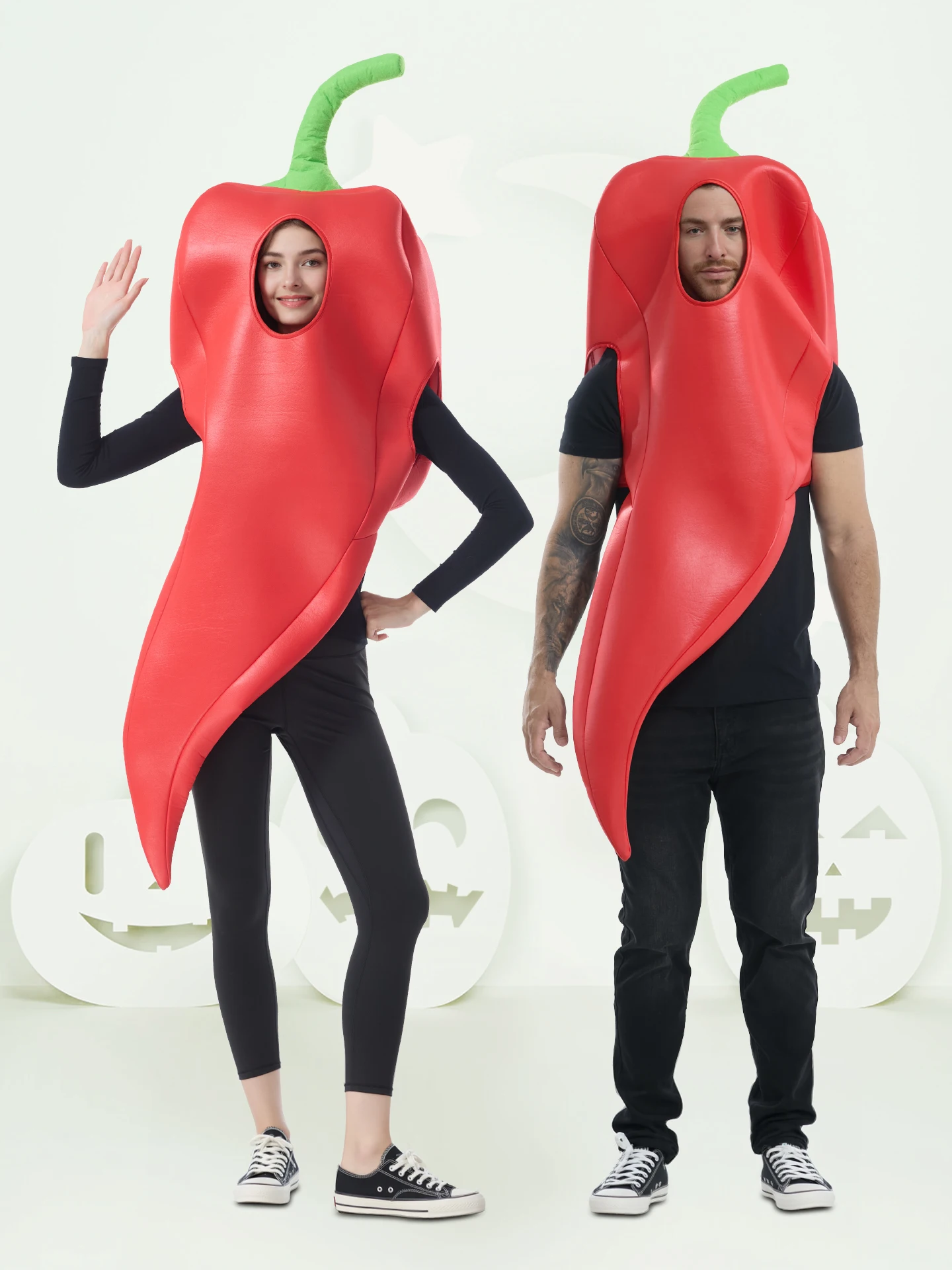 

Креативный костюм на Хэллоуин для взрослых, сценический костюм, перцовый ролевой наряд для овощей и еды, полиэфирное волокно 00%