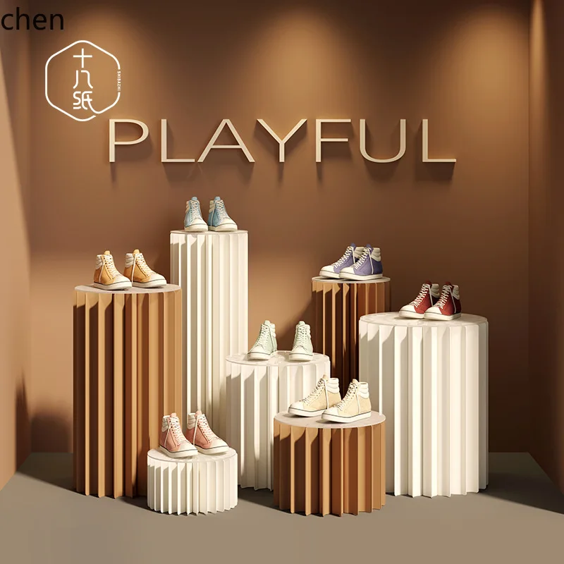 

LXC Simple Cylindrical Accordion Display Rack Island Table High and Low Decorative Display Stand Flower Shop Display Rack
