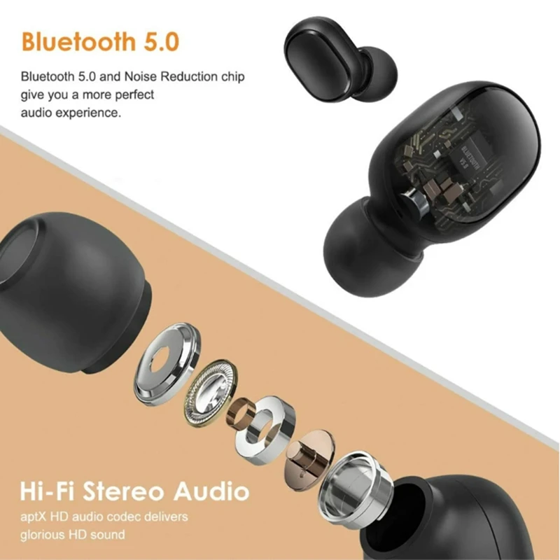 XIAOMI Redmi Airdots 2 Auriculares inalámbricos Bluetooth con micrófono Auriculares Bluetooth TWS Auriculares inalámbricos 7