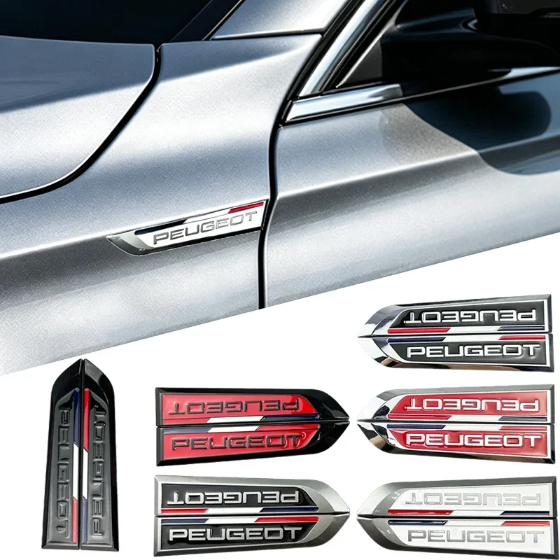 2pcs Metal Car Fender Side Sticker Bumper Strip Badge for Peugeot RCZ 206 207 208 301 306 308 407 408 508 2008 3008 4008 5008