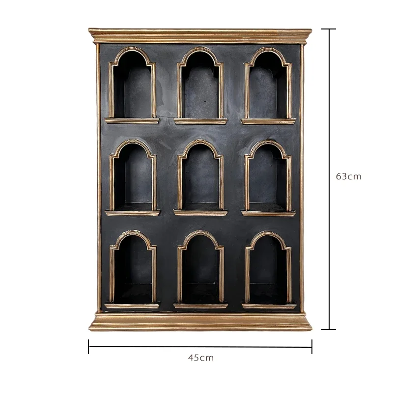 Industrial Wall Mounted Display Vintage 9-Cube Grid Shelf for Coffee Mug Rack Anime Figure Showcase Living Room Decor