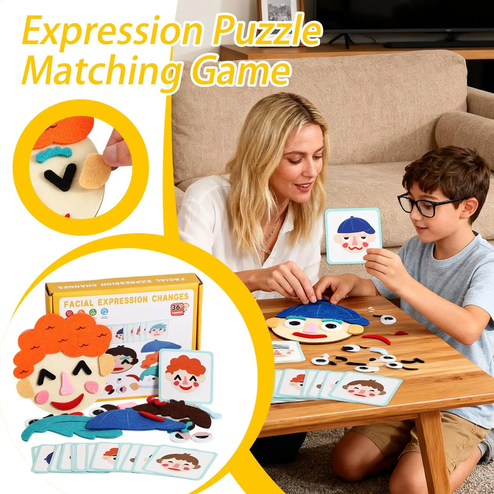 Rosto quebra-cabeça brinquedo educativo divertido jogo educativo com cartões flash emocionais brinquedo de aprendizagem emocional social para criança pré-escolar