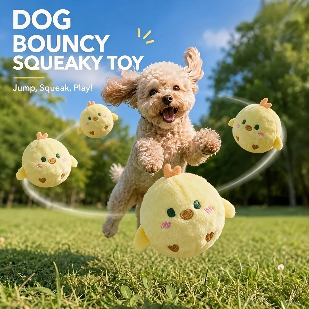 Interaktiver Quietschender Springender Kükenball – Kaubeständiges, langsam zurückfederndes Haustierspielzeug für Hunde & Katzen, Langeweile-Bekämpfer, lustiges Sound-Geschenk – Detail 2