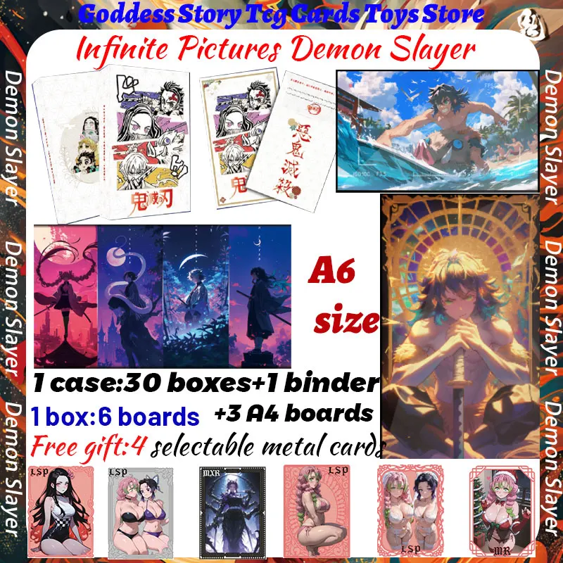 2025 Newest Infinite Pictures Demon Slayer A6 Board Collection Card Infinity Castle Shinobu Japanese Anime Mitsuri Hobbies Gift
