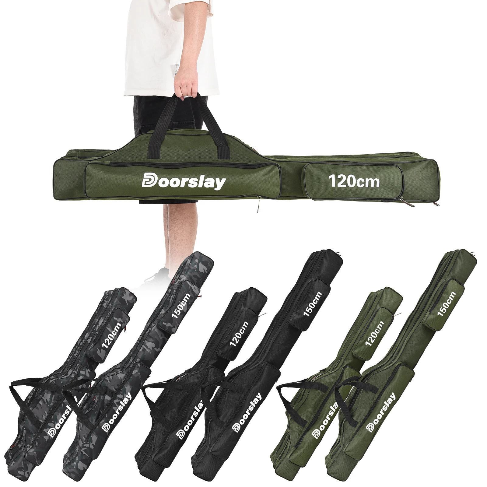 

3 Layers Fishing Pole Bag Portable Folding Fishing Rod Storage Bag for Fishing Camping Hiking