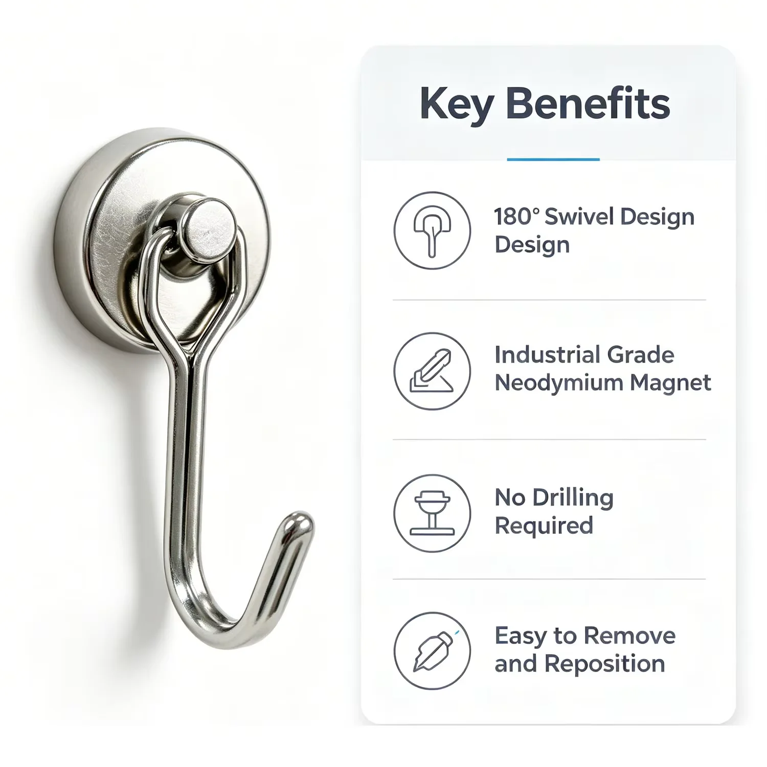 N38 Neodymium Magnets Hooks Multi-Purpose Heavy Duty Magnetic Hook  Key Holder Hanger Home Organization And Storage For home
