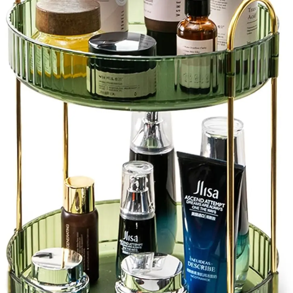 

Вращающийся на 360 градусов органайзер для макияжа для туалетного столика, 2-уровневые органайзеры для ухода за кожей большой емкости, органайзер для стойки для ванной комнаты, вращающиеся духи