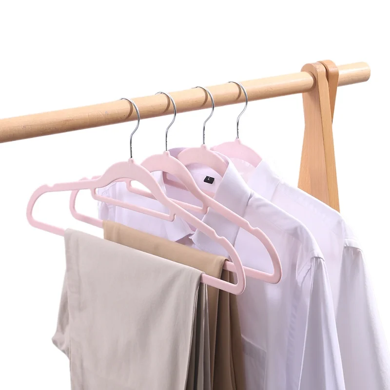 

10PCS Velvet Non-Slip Clothes Hangers,42CM Space Saving Ultra Slim Hanger for Coat Pants Dress,Wardrobe Storage Adult Magic Rack