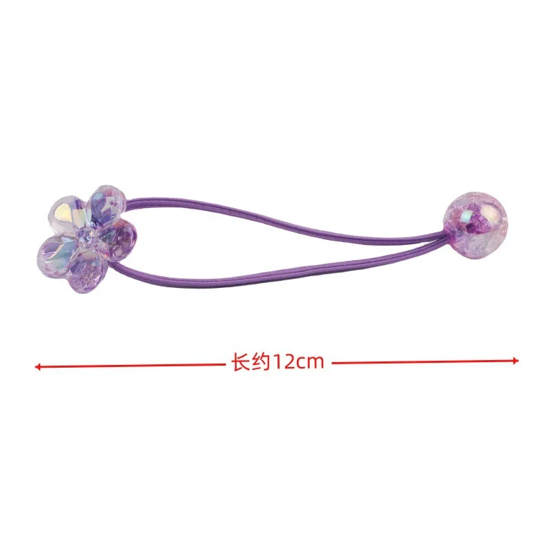 2pcs/lot Solid Flower Burst Glittering Powder Round Ball Long Elastic Hair Band For Girl Children Cute Kawaii Fancy Rubber Ties