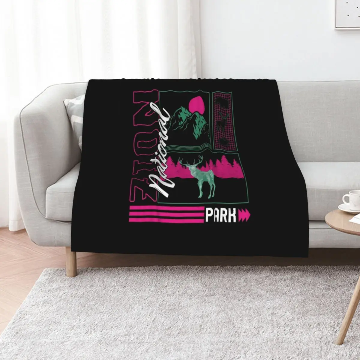 Zion National Park Shirt, Outdoor, Wildlife, National Park Outdoor Trip Gift Camping Lover, Vintage Retro Souvenir Throw Blanket