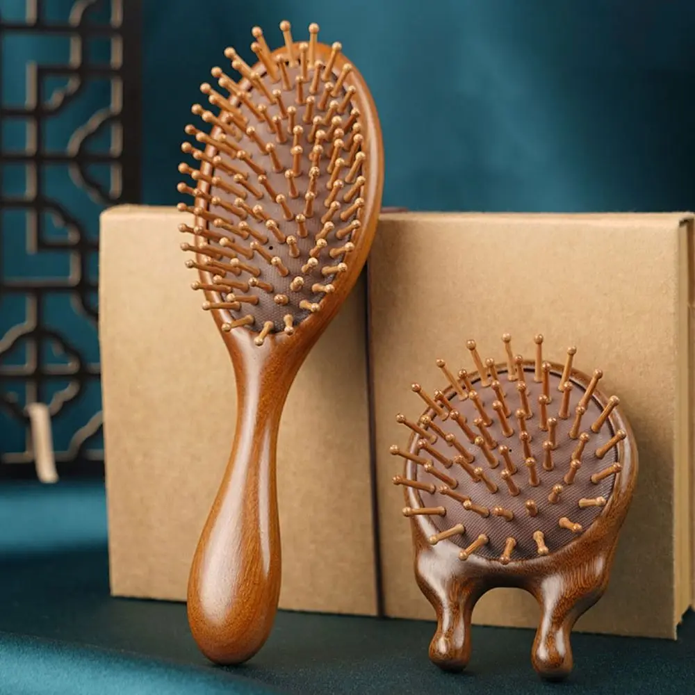 Golden Silk Sandalwood Air Bag Comb Anti Static Scalp Massage Air Cushion Comb Gua Sha Traditional Crafts Comb Brush Curly Hair