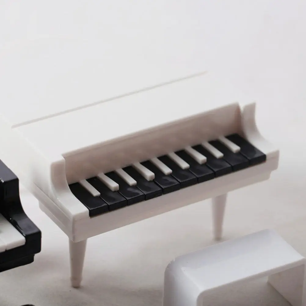 

2 Sets Standing Piano Miniature House Decor Micro Piano Props Mini House Chair Accessories for Dollhouse Furniture