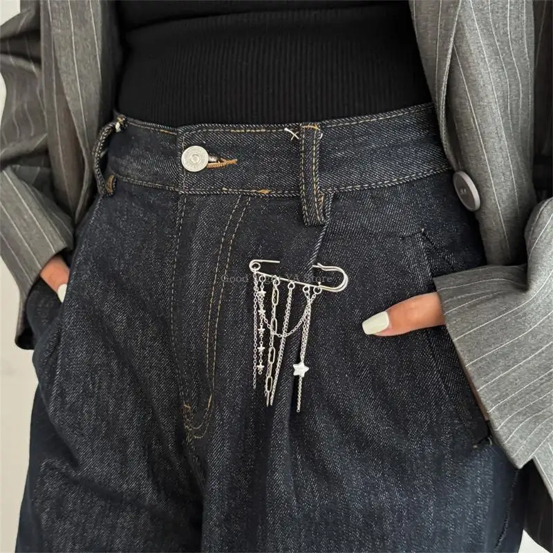  3Pcs/set Fashionable Chain Fringe Brooch Metal Lapel Pin Coat Dress Badge Pin For Clothing Enhancement