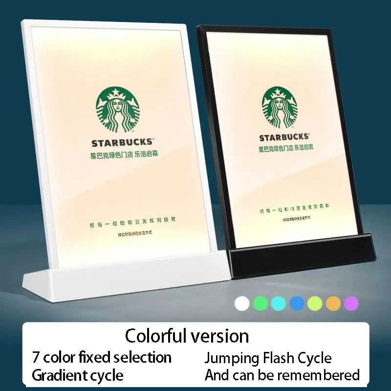 

A4 acrylic thick transparent LED light charging and luminous table card holder display board bar dance hall