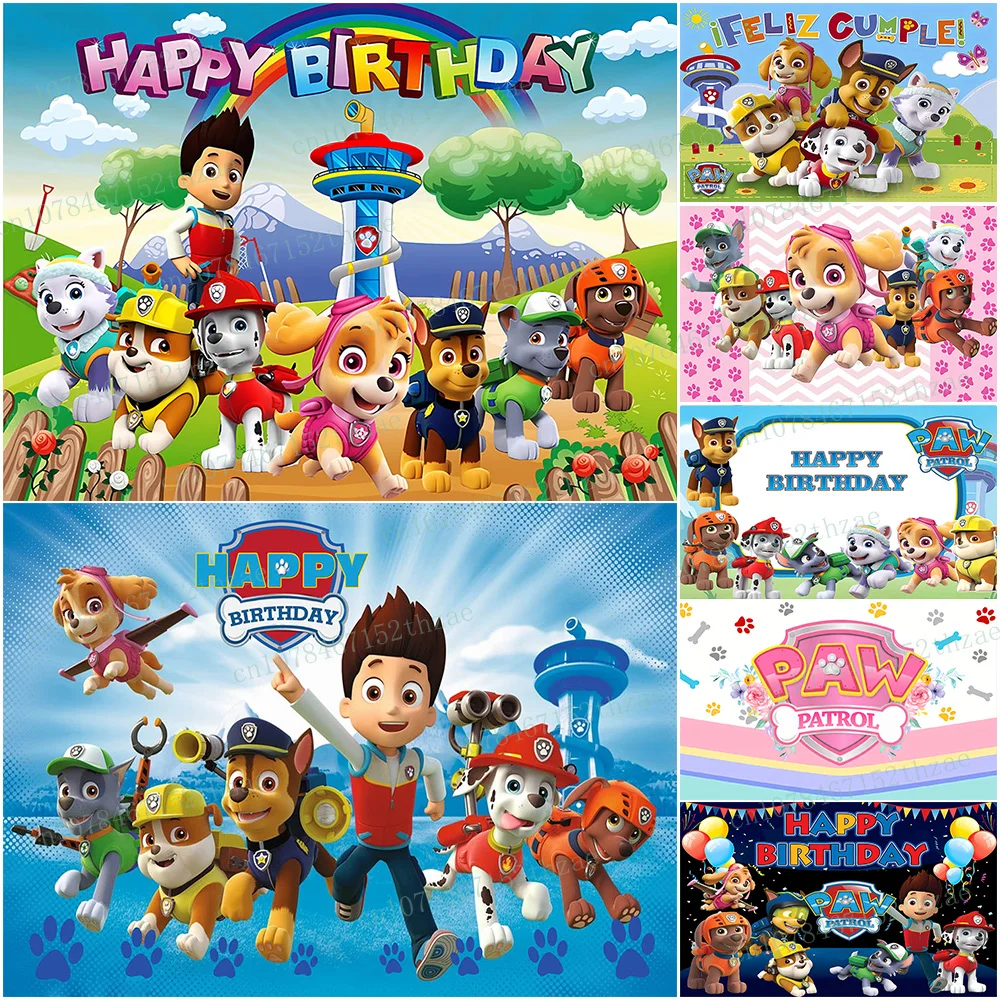 

Paw Patrol Birthday Party Photo Background Baby Shower Photography Backdrop Cartoon Banner