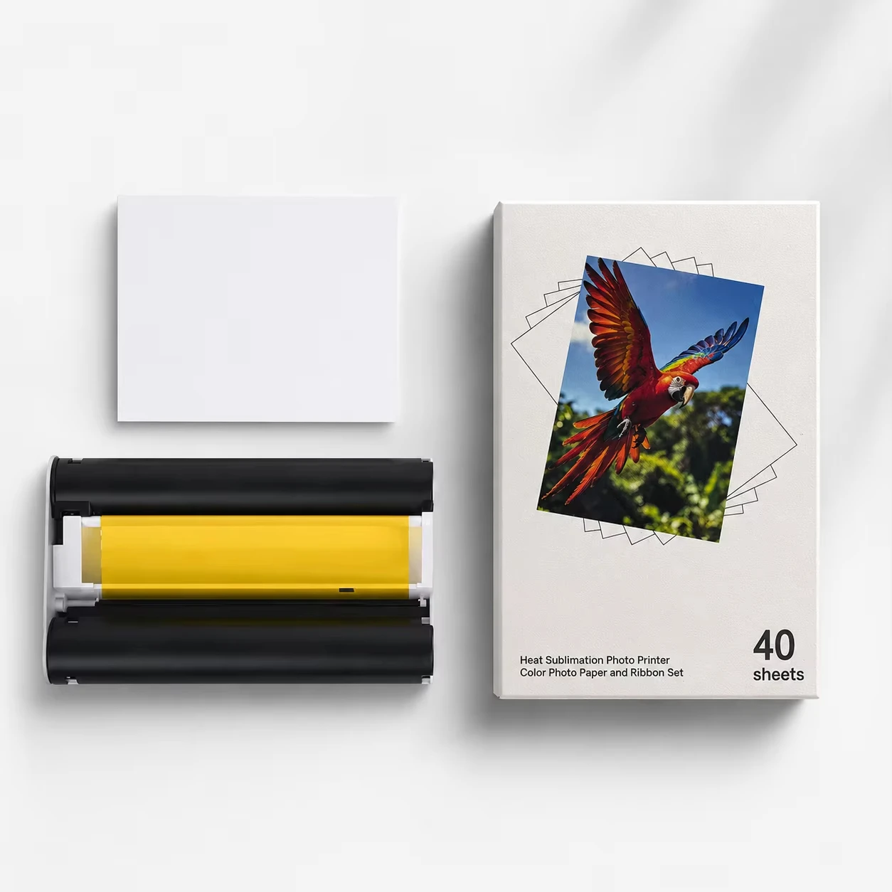 40 Sheets 4x6 Photo Paper and Ribbon Set for Mi 1S Photo Printer, High Gloss Heat Sublimation Instant Refill Kit with Protective
