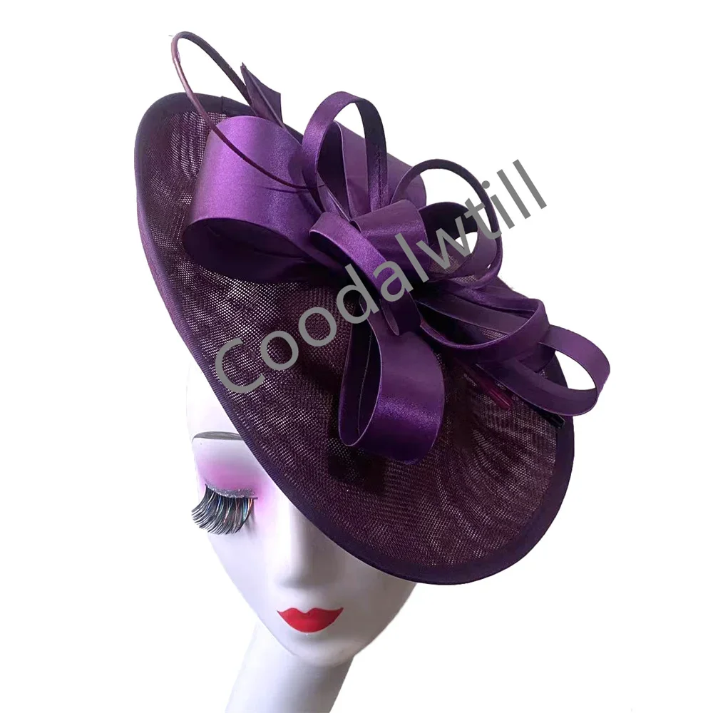 Wedding Purple Hair Fascinator PillboX Cap Women Elegant Church Occasion Headpiece Ladies Formal Kentucky Derby Chapeau Cap