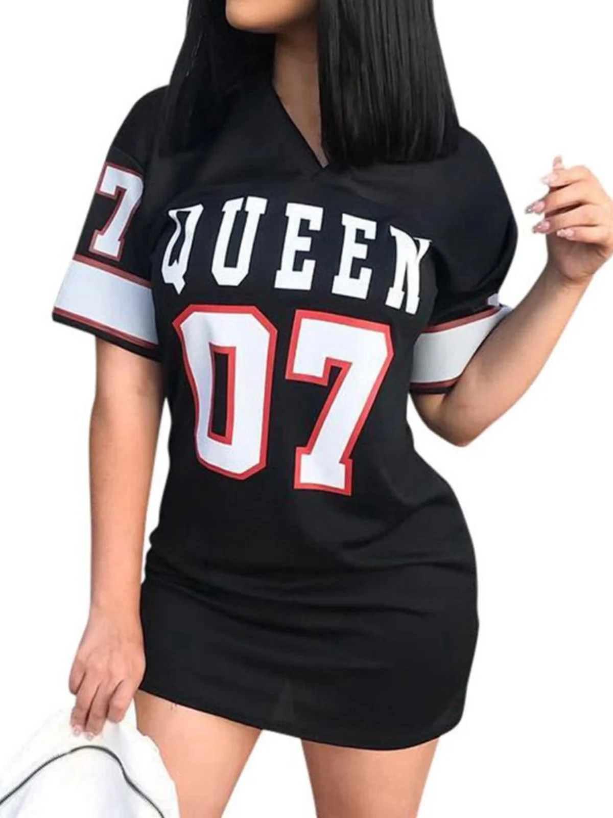 T-shirt ample décontracté pour femmes, chemisier Dr Lady, imprimé, taille moyenne, ort Sve v-ne, jupe trapèze, une pièce, été