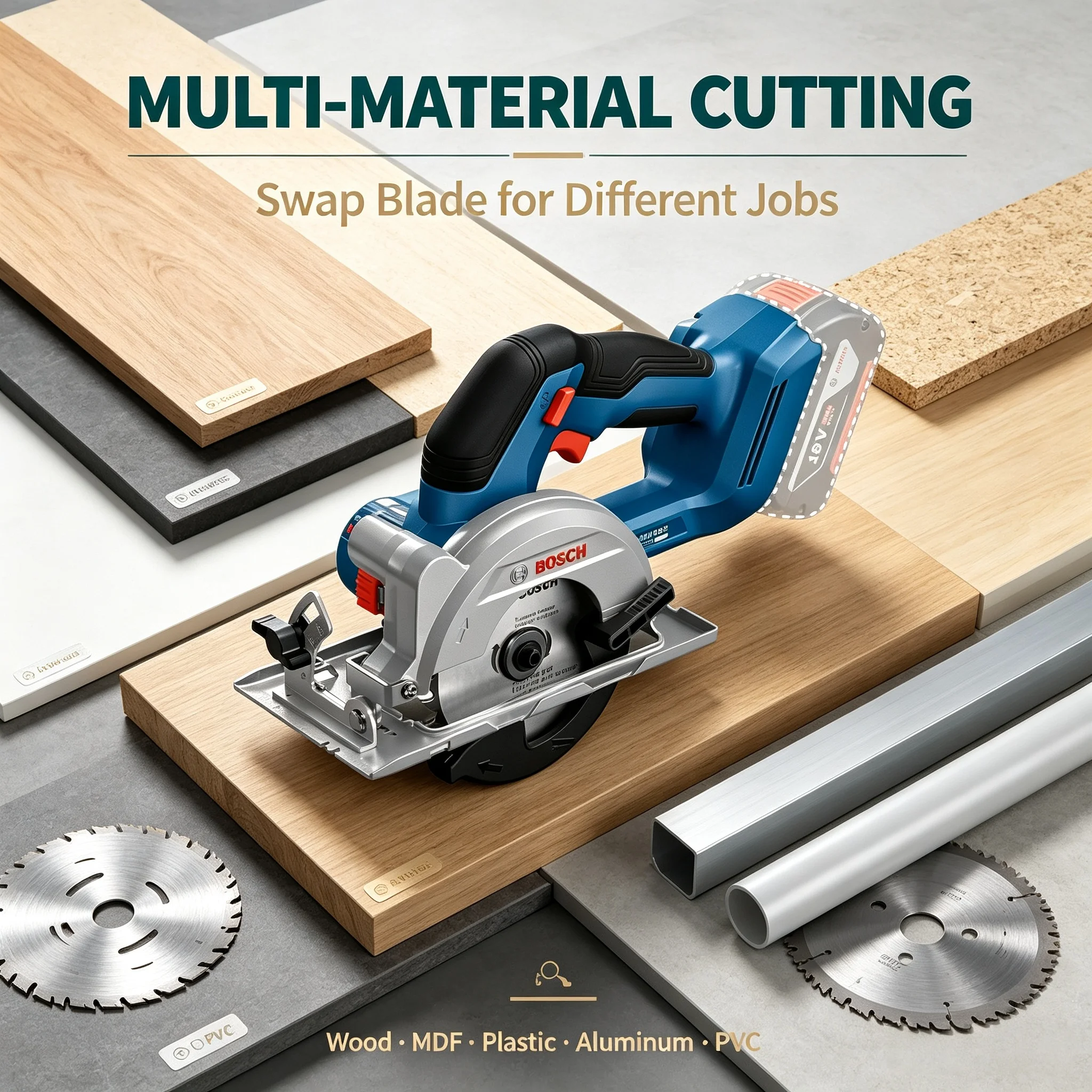 Bosch GKS18V-44 18V Brushless Circular Saw, 125mm 6300RPM, 0-45 Degree Bevel Cut Multifunctional Woodworking Tool