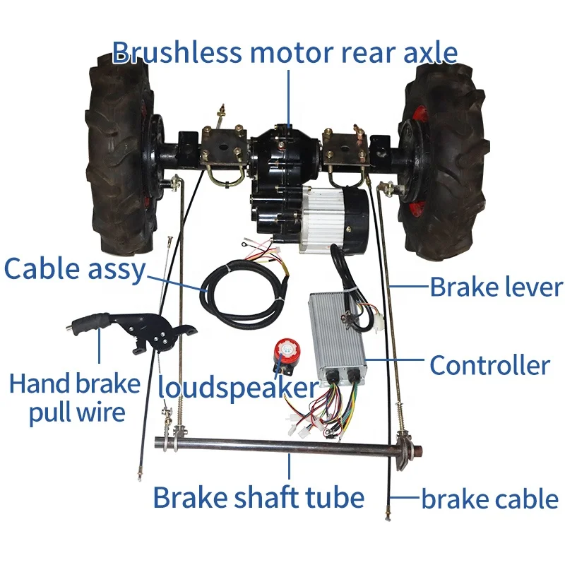 800kg gruppo di conversione dell\'asse anteriore posteriore a quattro ruote kit volante del motore del carrello modificato del veicolo a base piatta