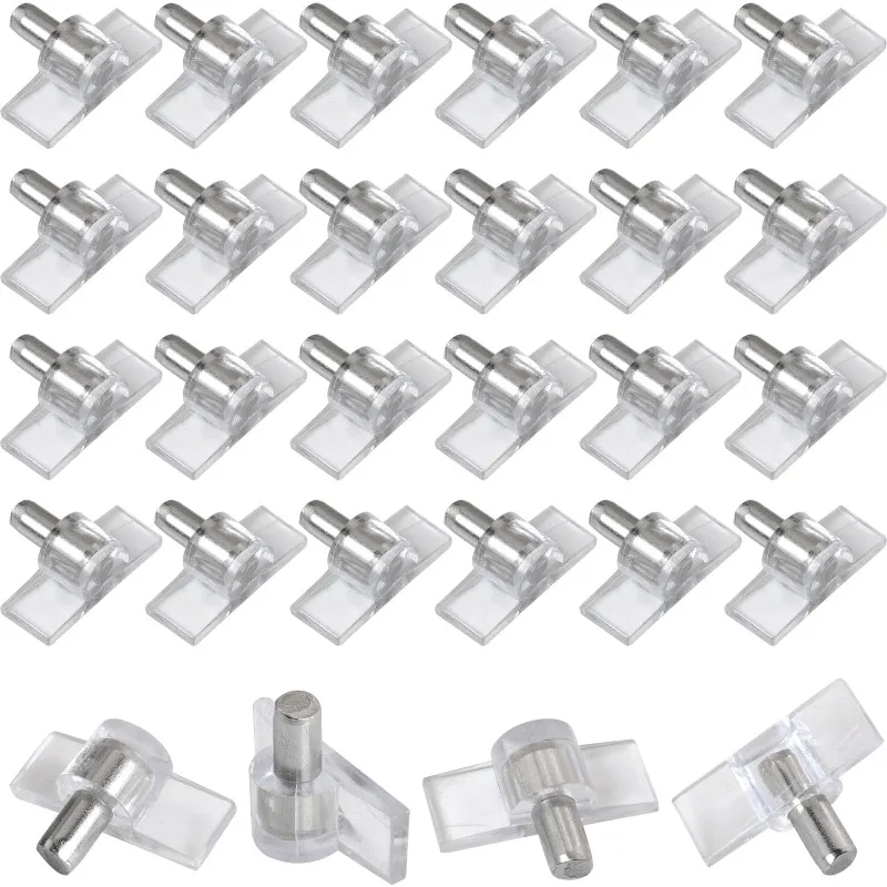 40PCS 5mm Pins Shelf Support Peg Clear Plastic Cabinet Wardrobe Shelf Supports for Removable Glass Panels Furniture Wooden Pins
