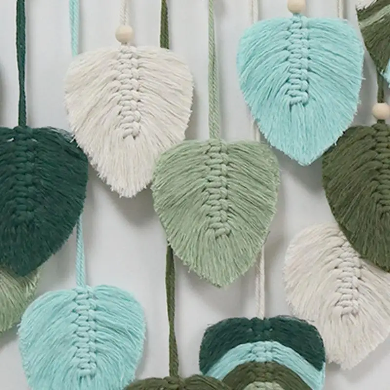 Macrame daun dekorasi dinding permadani tenun Boho dekorasi dinding permadani Boho seni dinding permadani Macrame untuk dekorasi rumah