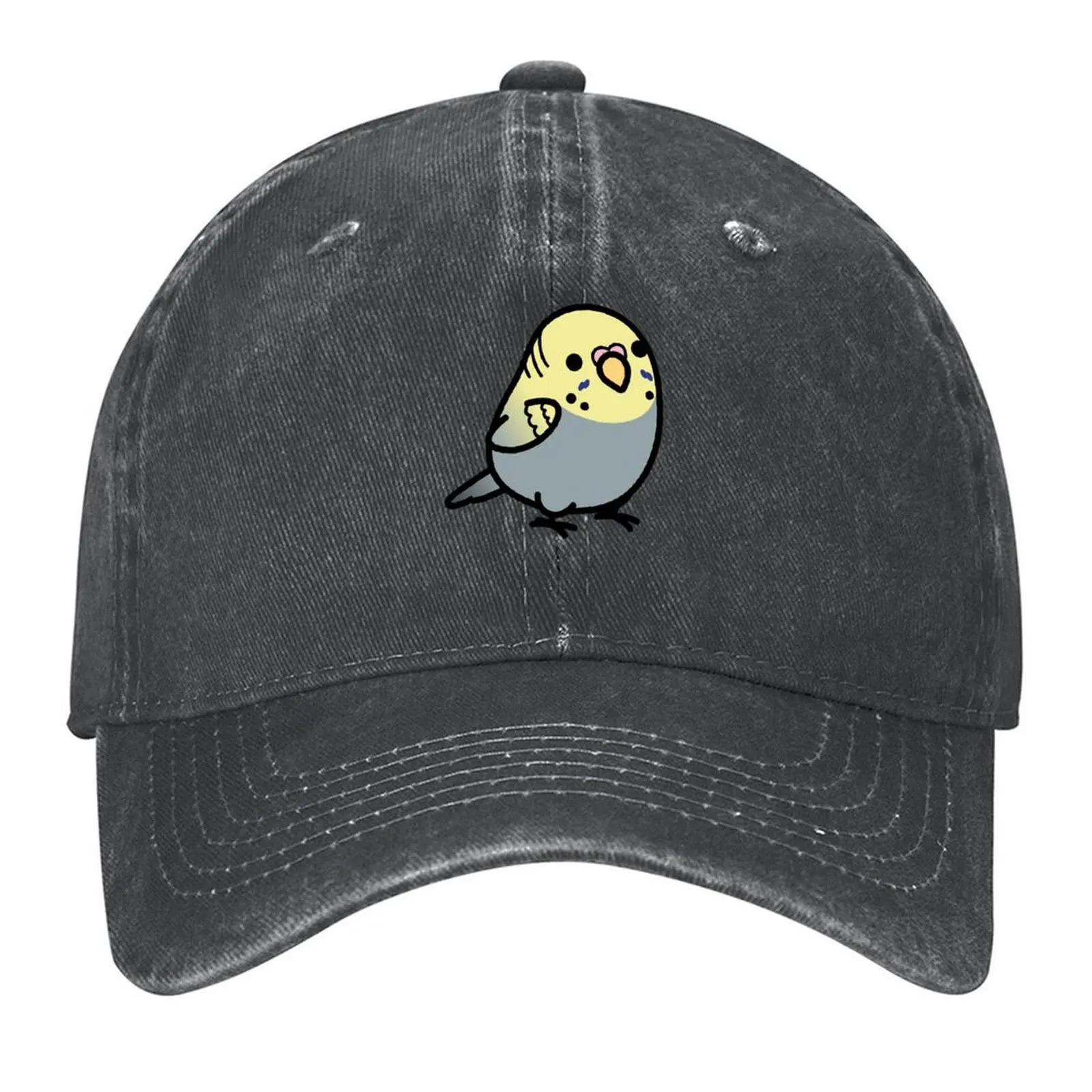 

Chubby Gray Yellow-headed Budgie - Female Baseball Cap Icon Fishing cap Unique hats Mens Caps Women's