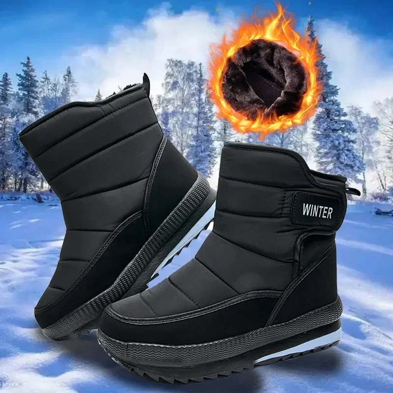 Snow Boots Man New Large Size Cotton Shoes for Men Plush Warm Casual Men Boots Casual Non Slip Cotton Boots Zapatos 2024