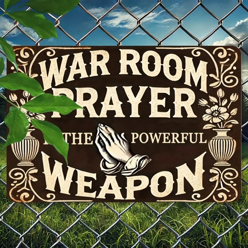 American Retro Style Battlefield Prayer Is A Powerful Weapon Iron Signage Suitable for Bars Restaurants and Outdoor Decor