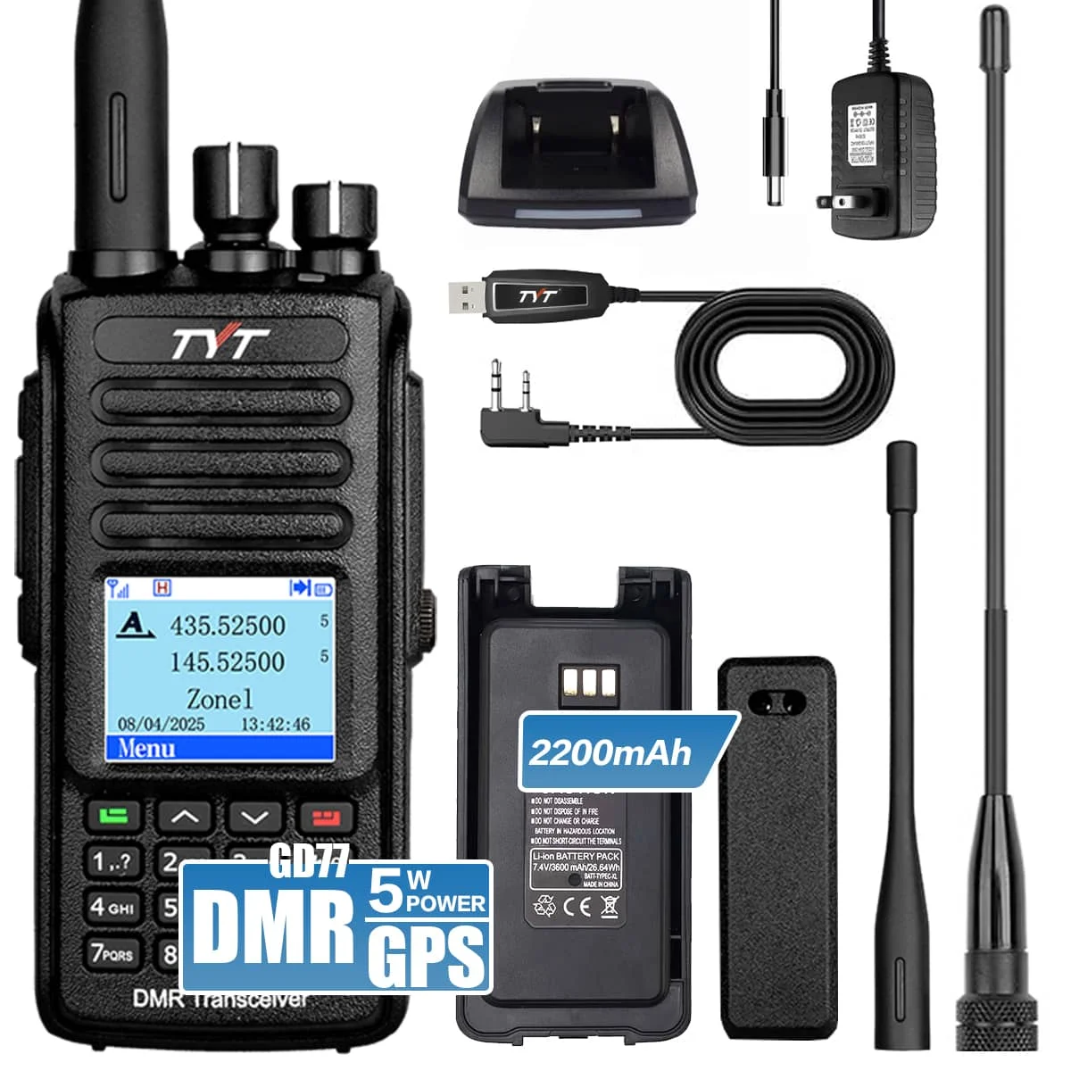 

SHJ MD-390 IP67 Водонепроницаемая двусторонняя радиостанция, цифровой трансивер DMR с дополнительным GPS, 1000 каналов рации