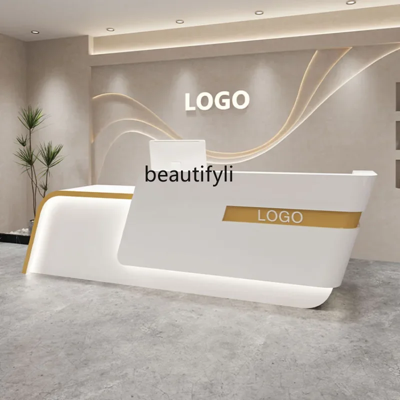 

Special-Shaped Reception Desk Counter Company Beauty Salon Barber Cashier Simple Art Light Luxury