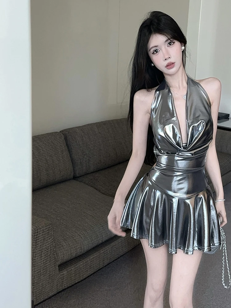 

Сексуальная серебряная юбка iny Ne Hanging Bal с завязкой на талии и юбкой Dr для клубного бара, танцев, модная модная юбка Dr