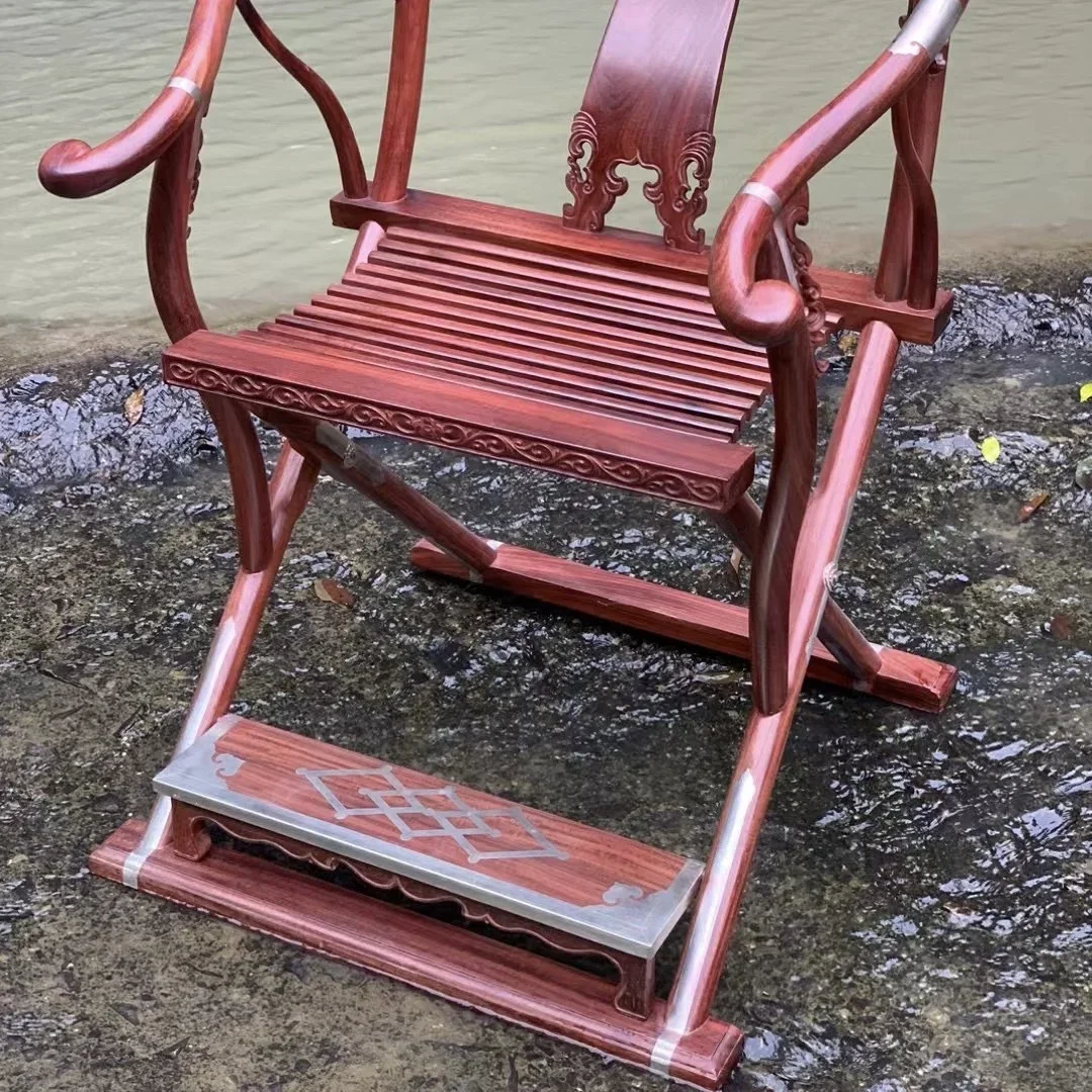 Blood Sandalwood Chilong Chair Three-piece Set Mahogany