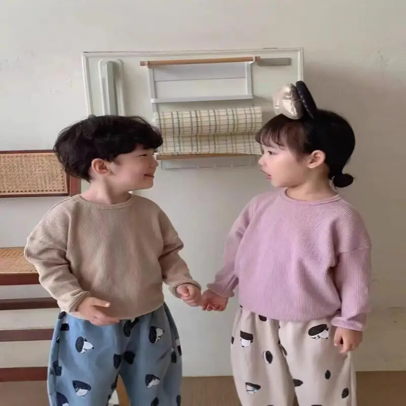 Girl Spring Pullover Autumn Tops Round Neck Base Layer Hoodie Child Versatile Student Kawaii Fashion New Style Casual Clothing