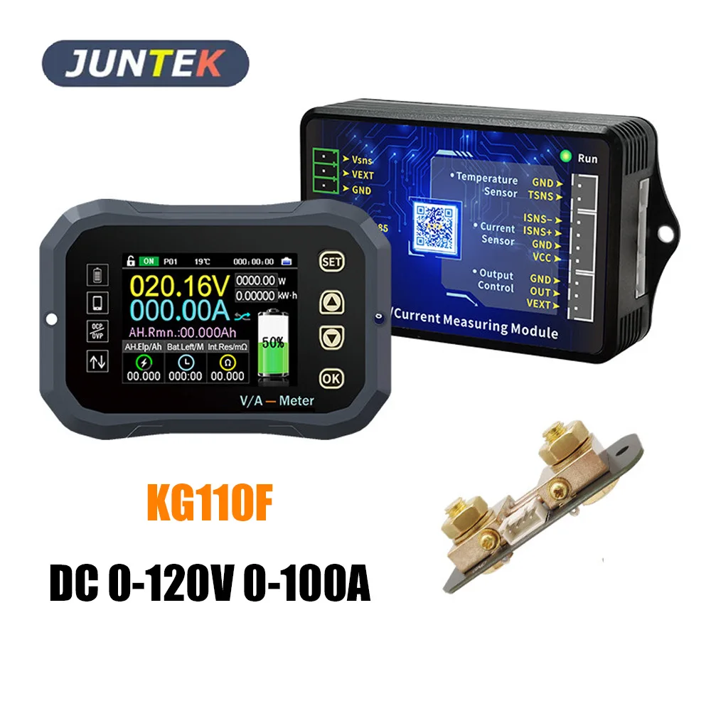 

Battery Monitor Bluetooth KG110F DC 0-120V 100A Battery Tester Voltage Current VA Battery Coulomb Meter Capacity Indicator