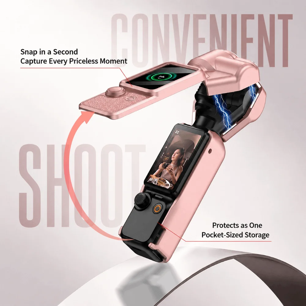 Magnetic Gimbal Camera Protective Case Shockproof Flip Cover Lens Cover with Lanyard Hard Shell for DJI Osmo Pocket 4