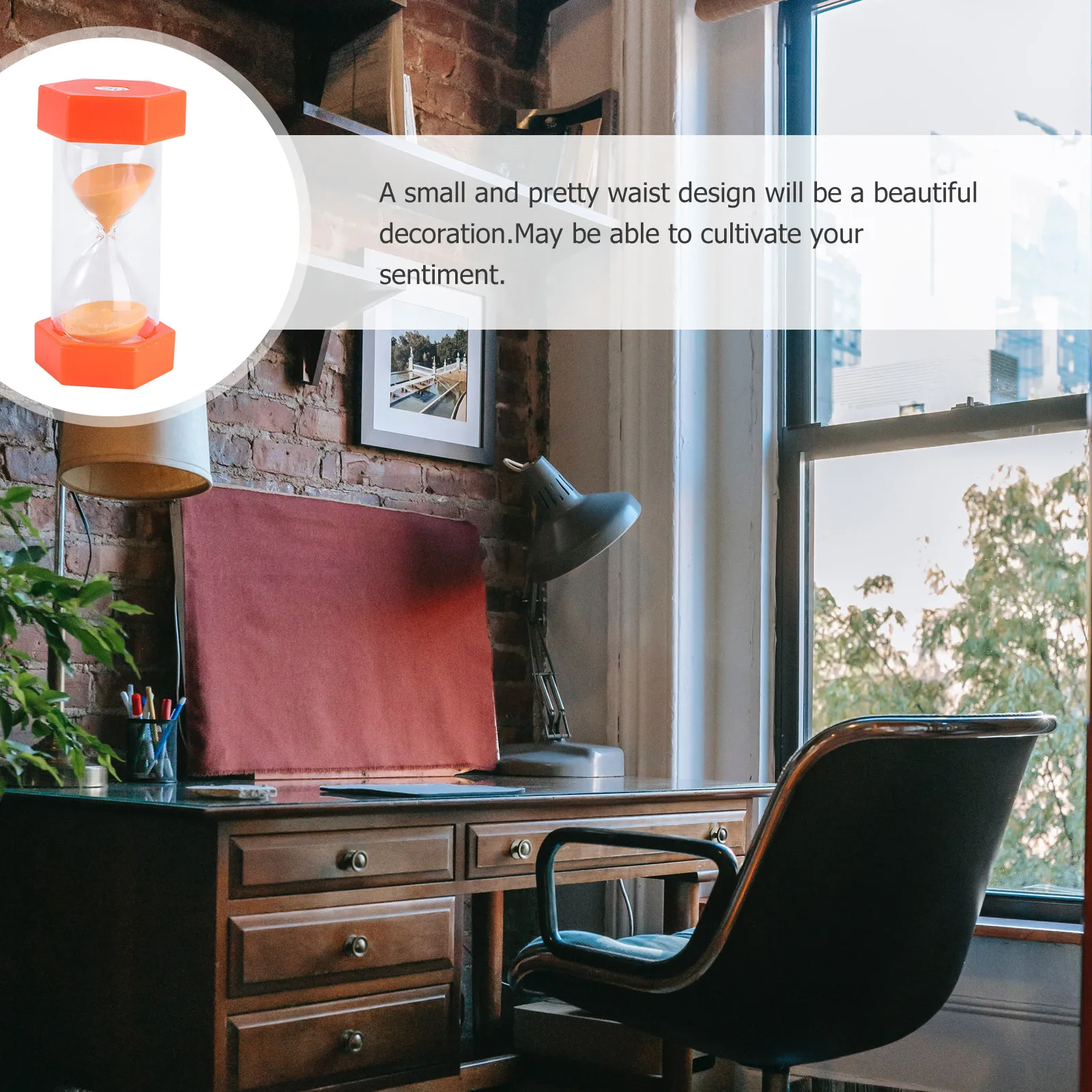 Hexagonal 20 Min Hourglass Timer Orange Sand Clock for Desk Home Office Interior Decor Simple Time Management Tool