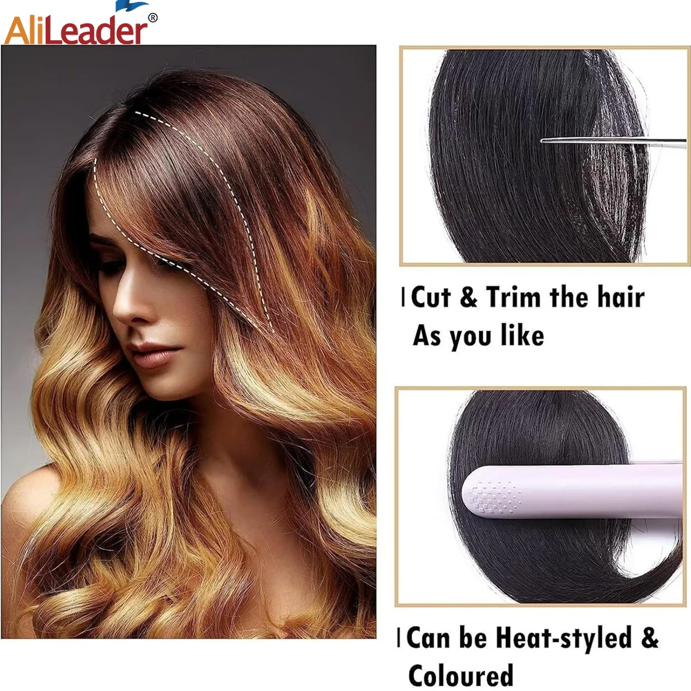 Synthetic Fringe Clip In Hair Bangs Hairpiece 2Pcs Middle Part Two Sides Bang Hair Pieces Clip In Extensions For Women Girls