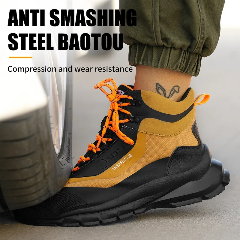 Anti Splash Water Safety Shoes Men Wear Resistant Work Boots Steel Toe Shoes Puncture-Proof Protective Shoes Security Sneakers