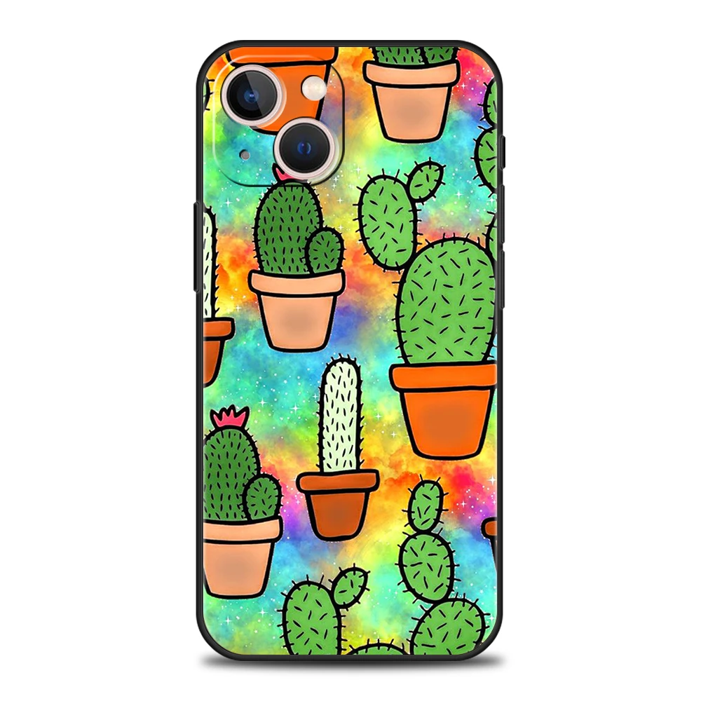 Plant Cactus Phone Case for iPhone 16 15 14 13 12 Pro Max 11 Pro Max 7 8 Plus XS XR Shockproof Soft Shell Coque Capas Bags