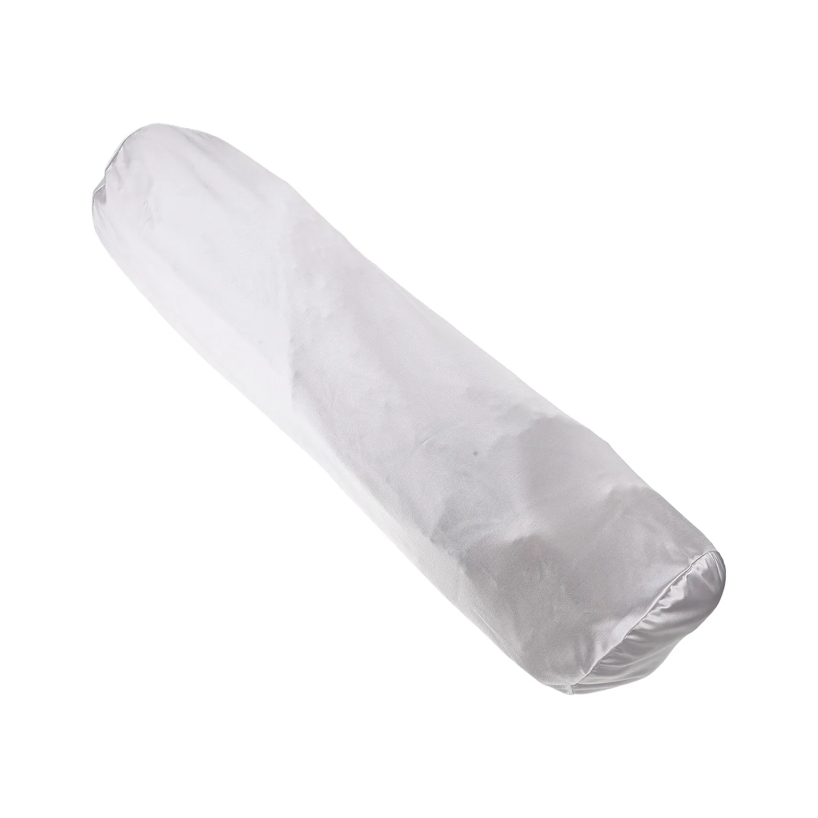 Cylindrical Ice Cooling Neck Pillowcase Silver Round Lumbar Pillow Protector 23.2x6 Soft Breathable Travel Pillow Cover