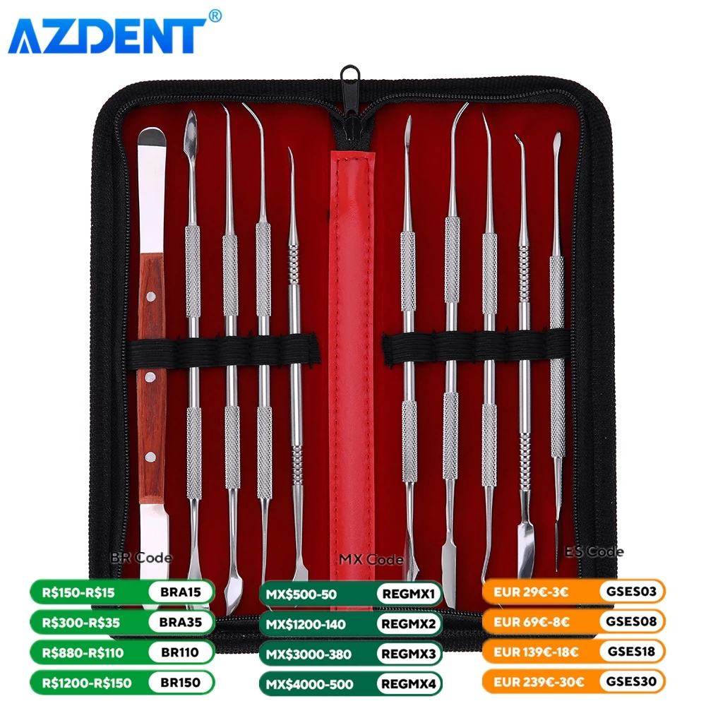 Dental Spatula Plaster Knife AZDENT 10PC Practical Stainless Steel Versatile Teeth Wax Carving Dentistry Instrument Dentist Tool