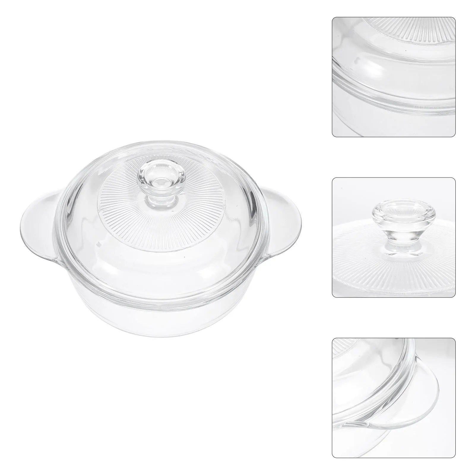 

Glass Stew Pot Heat Resistant with Lid Double Handle for Household Cooking Soup Pasta Milk Pot Kitchen Supplies