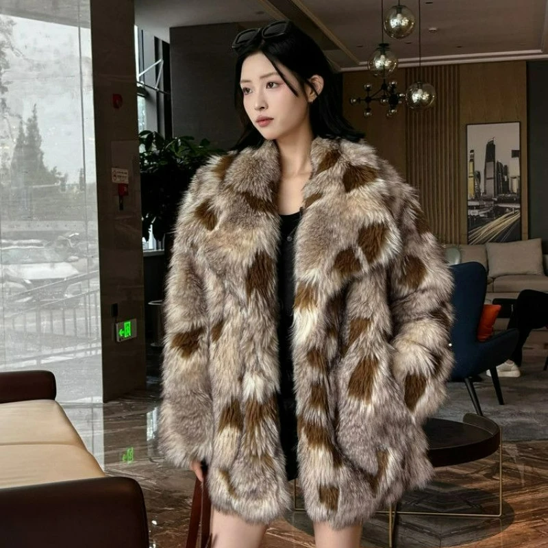 Veste en fausse fourrure pour jeunes, vêtements d'extérieur chauds, Style américain rétro, à la mode, écologique, en fourrure de renard, haut de gamme, nouvelle collection automne/hiver 2026